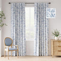 jinchan 95% Blackout Floral Curtains 90 Inch Length, Printed Flower Blue by JINCHAN