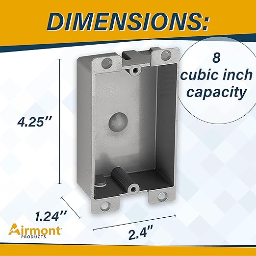 Plastic Electrical Box, Shallow Remodel Box, 8 Cubic Inch Grey Outlet Box - Image 2