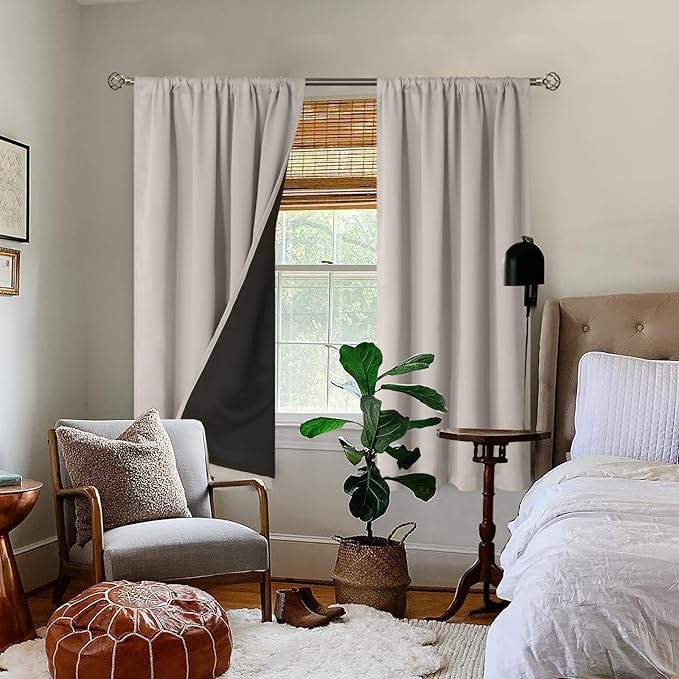 BGment Camel Blackout Curtains for Bedroom 63 Inch Length 2 Panels Set - Image 2