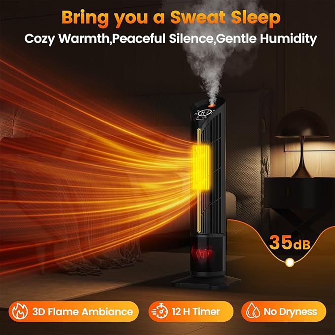 Auertech Space Heater with Humidifier & LED Light, 3 in 1 Portable Electric - Image 5