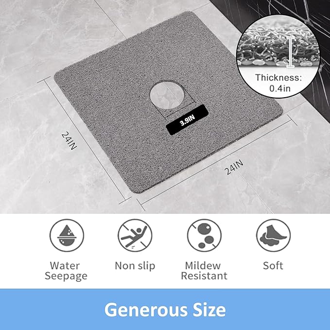 Square Shower Mat, Soft PVC Loofah Bath Mat Without Suction Cups - Image 2