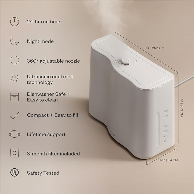 Vitruvi Cloud Bedside Humidifier, 24 Hr Run Time, 602ft Coverage, Large Home - Image 2
