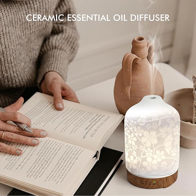 Aromatherapy Essential Oil Diffuser 150ml Ceramic Ultrasonic Aroma Oil Diffuser - Image 5