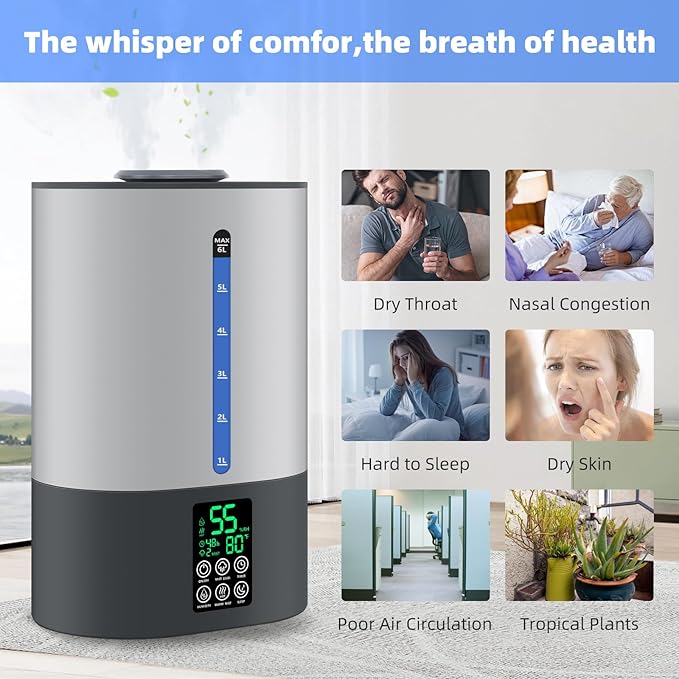 6L Humidifiers for Bedroom Large Room Home, Cool and Warm Humidifier for Baby - Image 5