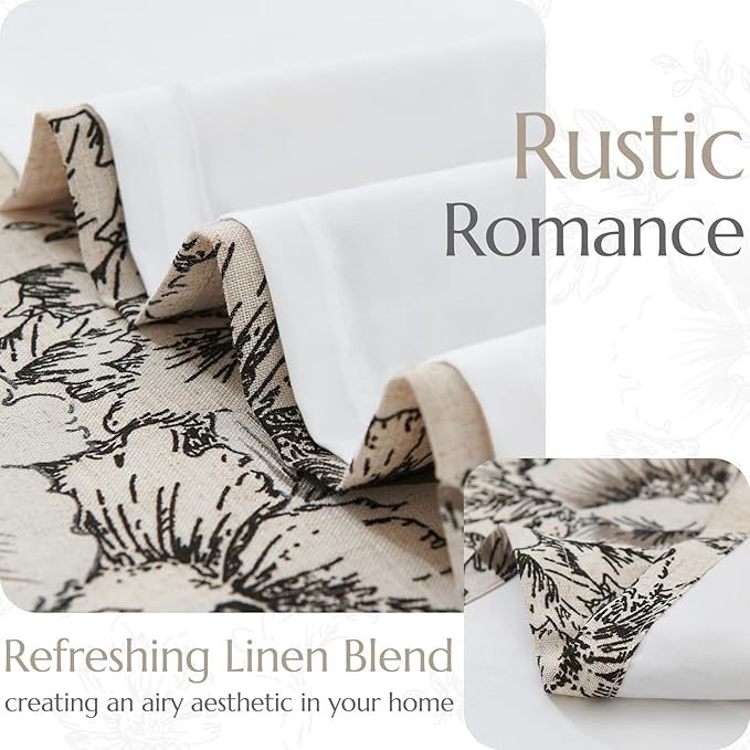 jinchan Lined Linen Blend Curtain Floral Curtains - Image 3