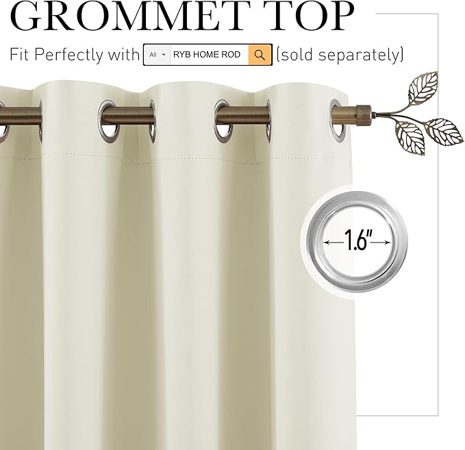 RYB HOME Extra Wide Curtains for Divider Room Separation Soundproof Temporary - Image 2