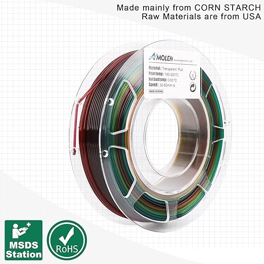 AMOLEN 3D Printer Filament Bundle, PLA Filament 1.75mm Transparent Multicolor - Image 5