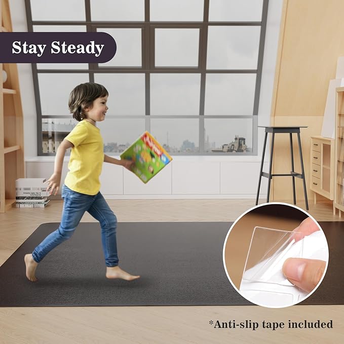 5'×8' Black Floor Mat for Under Dining Room Table, No Scratch Durable Plastic - Image 5