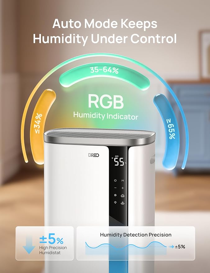 DREO Max 73 Pint Smart Dehumidifier, 7L Large Water Tank, Quiet 42dB - Image 6
