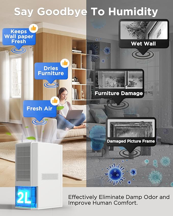 Max 45 oz/Day Dehumidifier for Home 1100 Sq Ft, EasyAcc Dehumidifiers for - Image 8