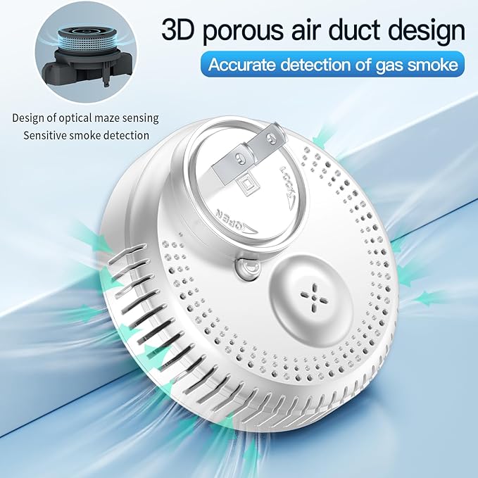 4-in-1 Plug in Smoke & Carbon Monoxide Detectors Combo Built-in 1000mAh Backup - Image 8