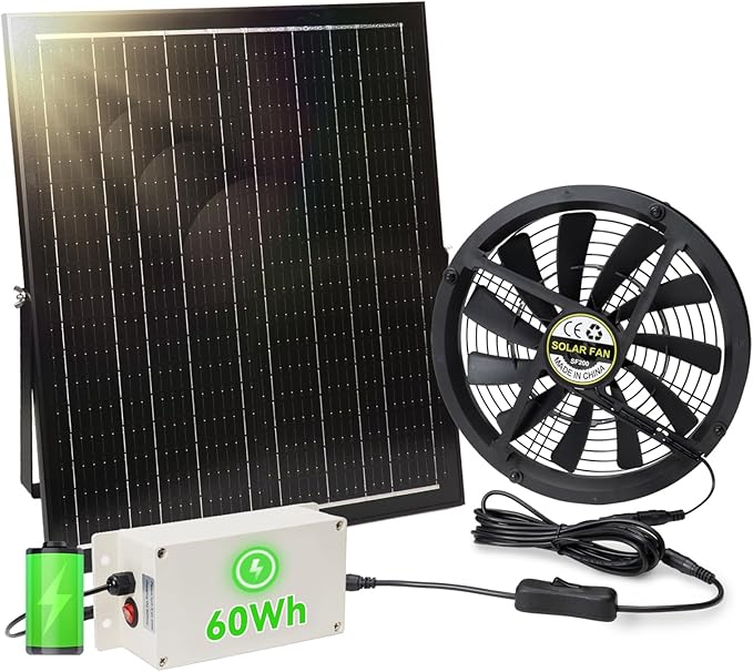 Solar Exhaust Fan with Battery, 40W 10" Solar Powered Fans by SolarStreetLight