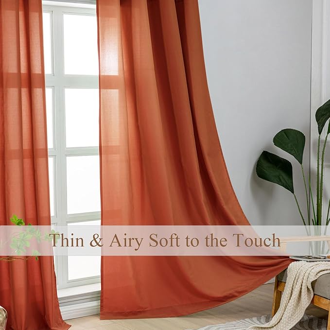 L.Z.E Burnt Orange Light Filtering Curtains - Image 2