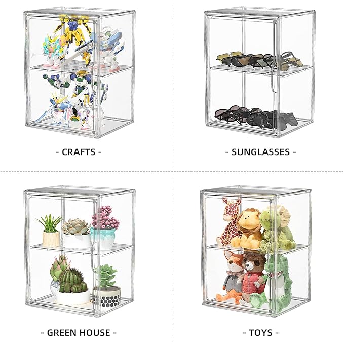 Clear Acrylic Display Case, Super Large Stackable Storage Bins Magnetic - Image 5