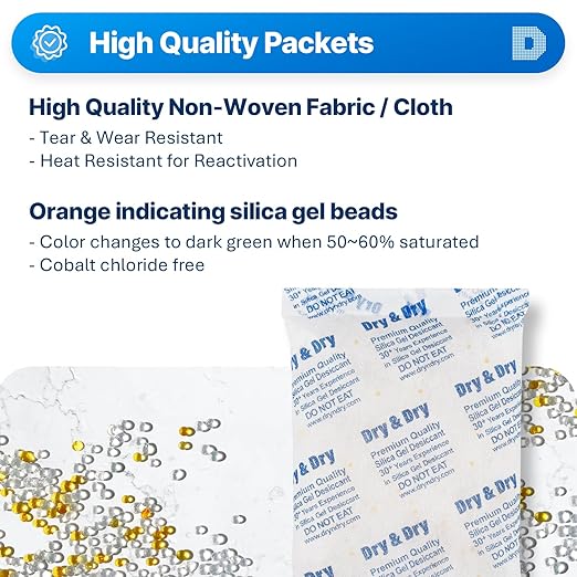 Dry & Dry Orange Indicating Silica Gel Packets Desiccants - Image 2