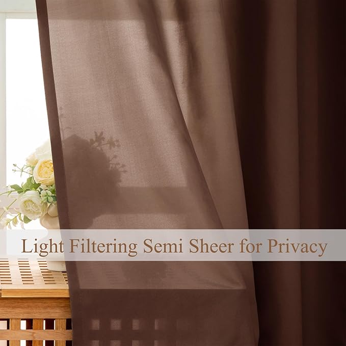 L.Z.E Non-See-Through Privacy Curtains 63 Inch Length 2 Panels Set - Image 3