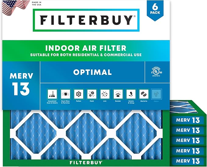 Filterbuy 15x15x1 Air Filter MERV 13 Optimal Smoke & Allergy Defense, by Filterbuy