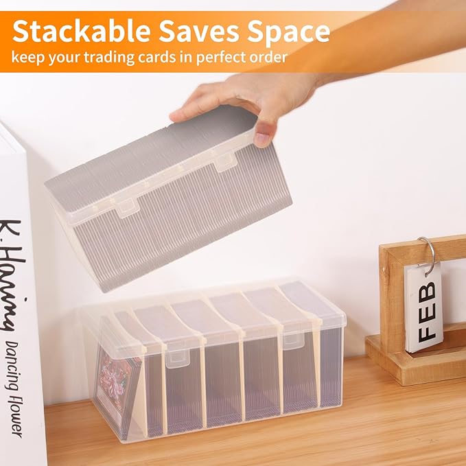 Trading Card Storage Box with 6 Dividers, Toploads Storage Box Plastic Baseball - Image 6