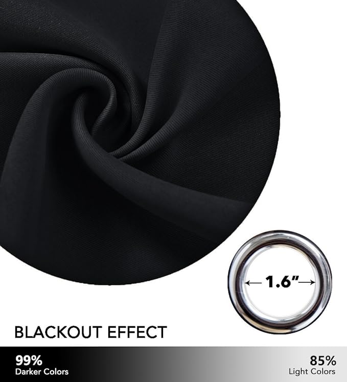 NICETOWN Black Out Curtain Panel Shade Solid Energy Efficient Eyelet Top Window - Image 5