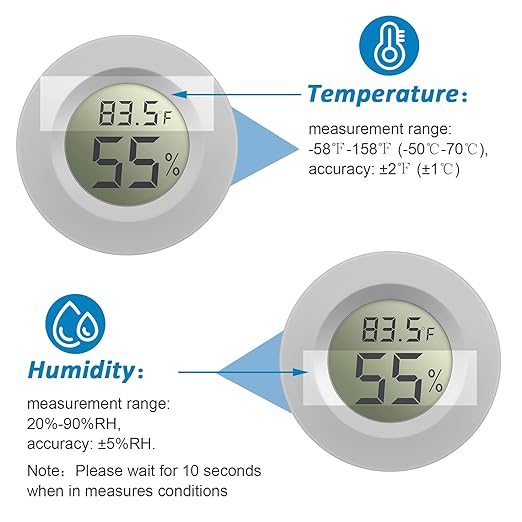 Weewooday 8 Pcs Mini Hygrometer Thermometer Round Digital Humidity Gauge - Image 4