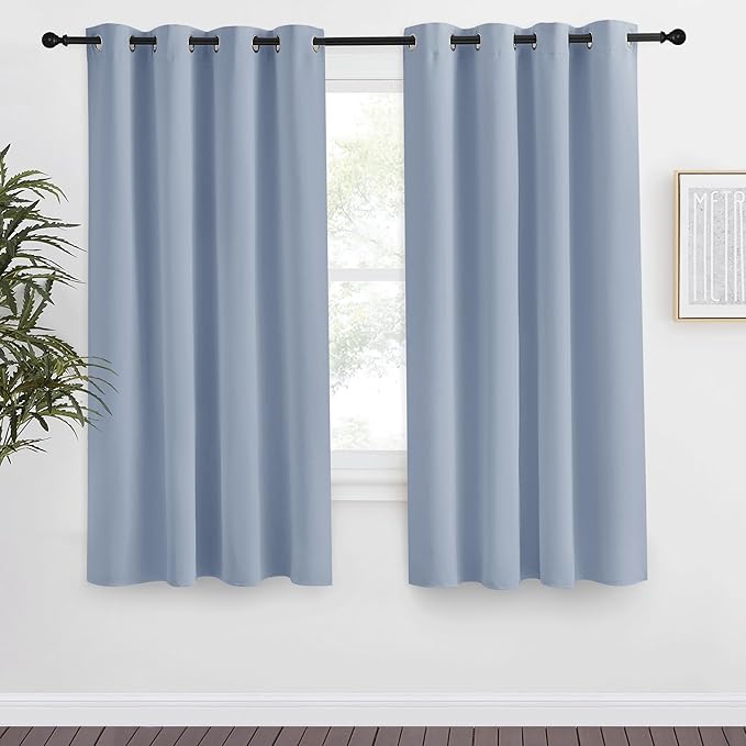 NICETOWN Blackout Curtain 57 inch Length, W55 x L57 Inch, Vintage Blue by NICETOWN