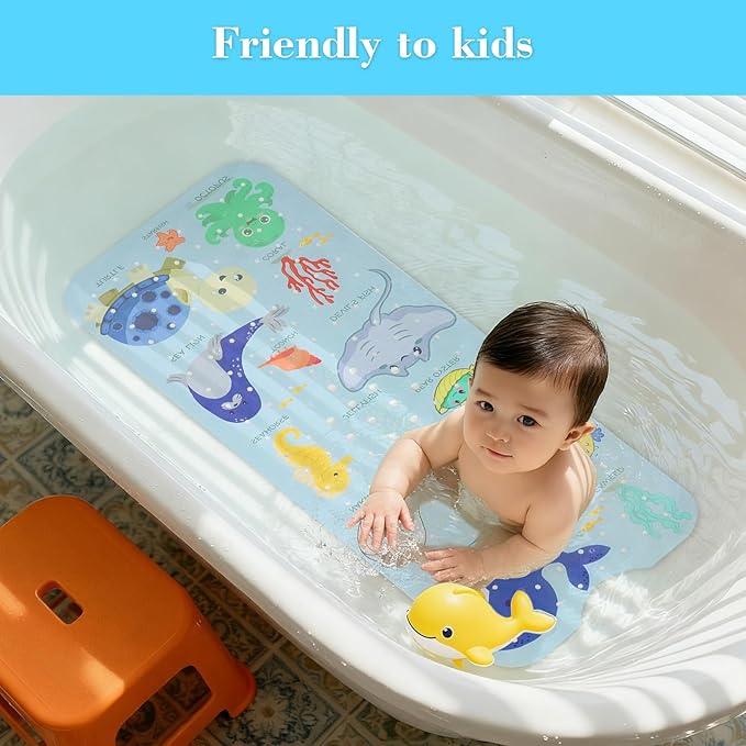 Bath Mat for Tub Non Slip, Machine Washable Anti-Slip Cartoon Baby Bathtub - Image 2