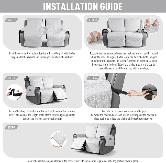 TAOCOCO 100% Waterproof Recliner Cover, Non-Slip Washable Reclining Couch Cover - Image 7