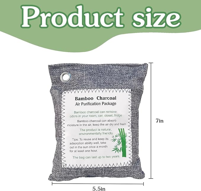 Bamboo Charcoal Air Purifying Bag, Activated Charcoal Odor Absorber Moisture - Image 6
