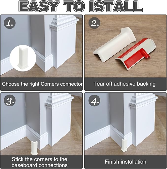 uxcell Self Adhesive Baseboard Corner Blocks, 2.2 Inch Wall Edge Corner - Image 5