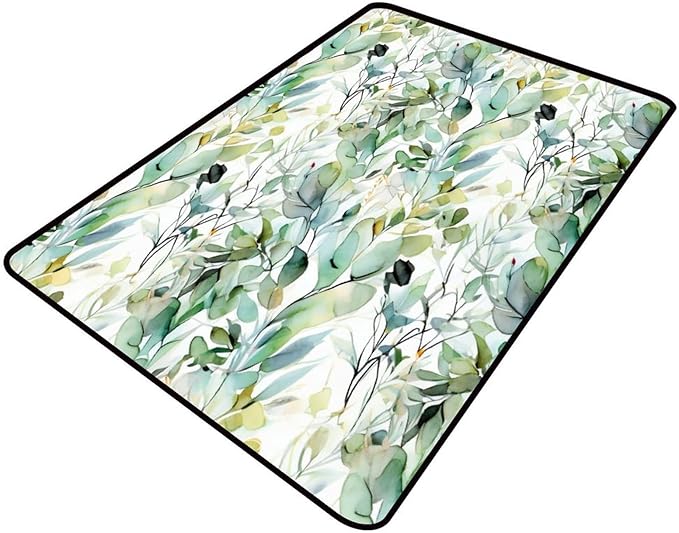 Watercolor Eucalyptus Leaves Shag Carpet by Snarena