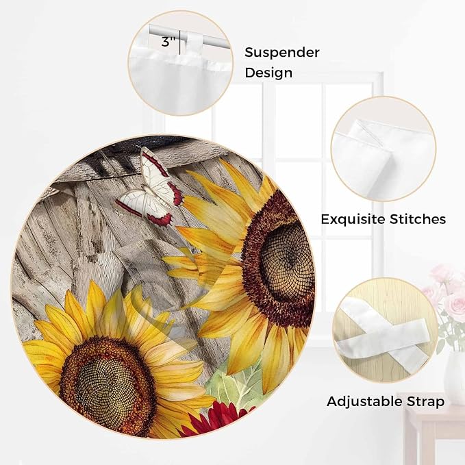 Sunflowers Living Room Curtains 96 Inch Length, Window Curtains Tab Top - Image 6