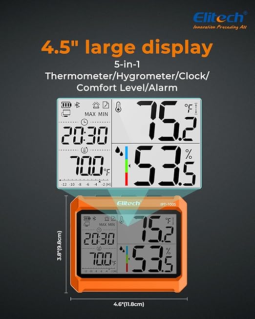 Elitech 2Pack Digital Bluetooth Hygrometer Thermometer, Refrigerator Thermometer - Image 8