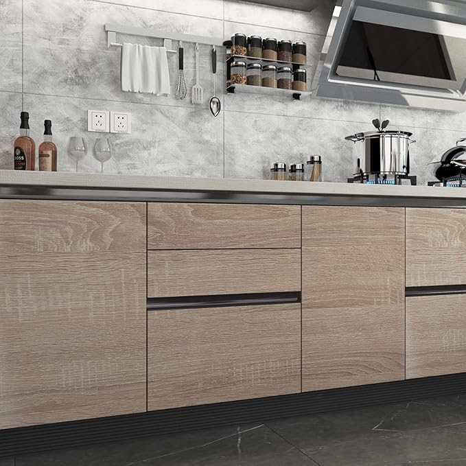 Gray Brown Wood Grain Contact Paper Waterproof Faux Wood Wallpaper Peel and - Image 2