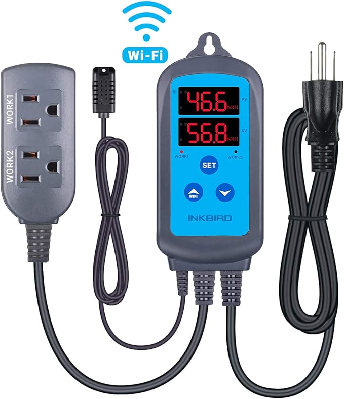 Inkbird Digital Wi-Fi Humidity Controller IHC-200 Dual Outlet Pre-Wired - Image 2