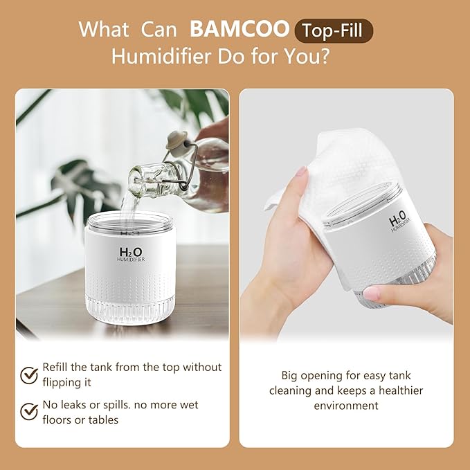 Portable Mini Humidifier, Auto Shut-Off, 2 Mist Modes, Small Humidifiers - Image 3