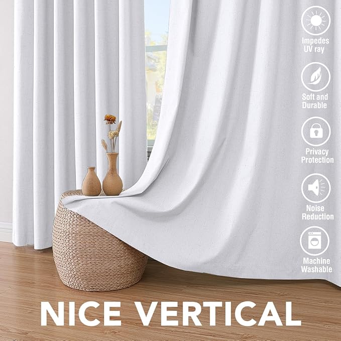 H.VERSAILTEX 108 inch Curtains, Linen Blackout Curtains 100% Absolutely Blackout - Image 7