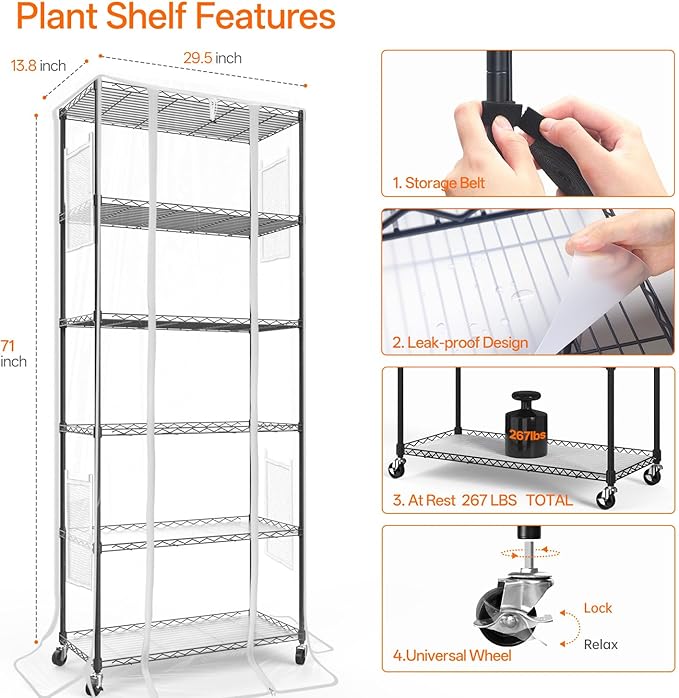 Bstrip Indoor Greenhouse with Grow Light, Mini Green House with 5 Pack T8 Full - Image 7