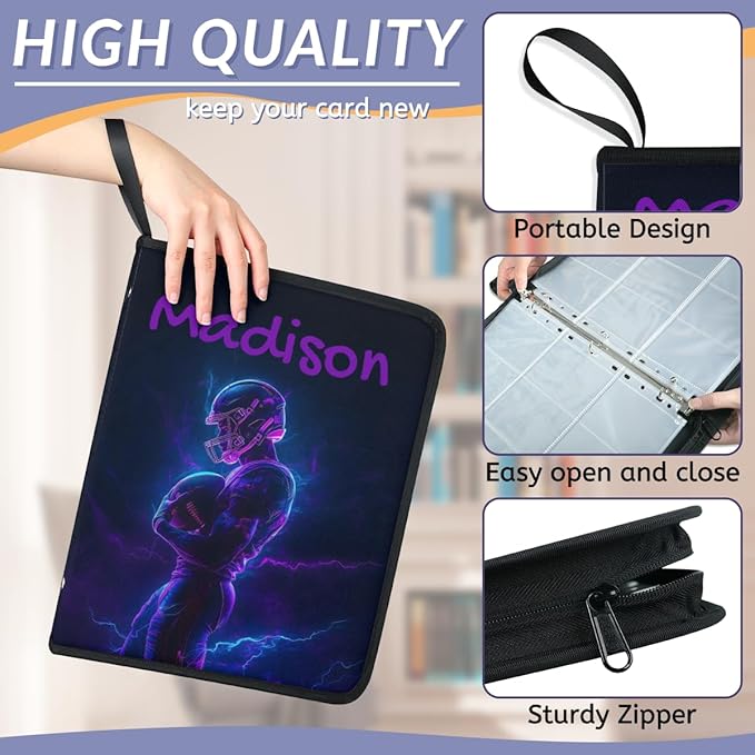 Custom Name 9 Pockets Football Card Binder, Personalized Rugby Collector Album - Image 5