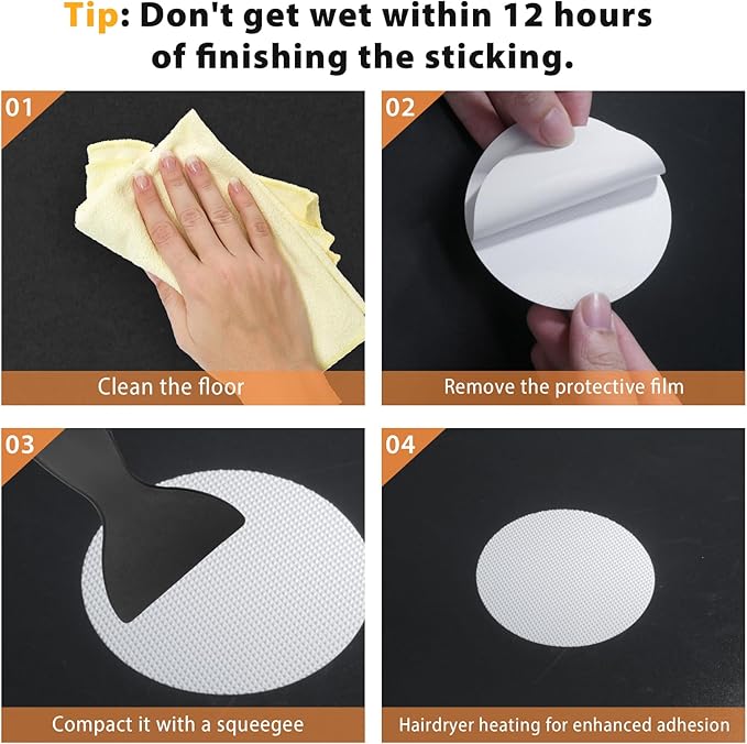 24 PCS Bathtub Non Slip Stickers Black Adhesive Decals Round Shape Anti Slip - Image 7