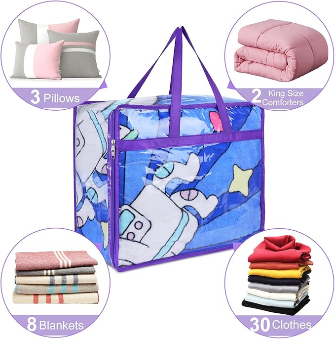 2 Pack Clear Zippered Storage Bags - Image 3