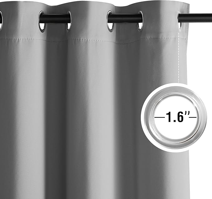 NICETOWN Room Darkening Draperies Curtains Panels, 2 Panels Silver Grey W52 x - Image 4