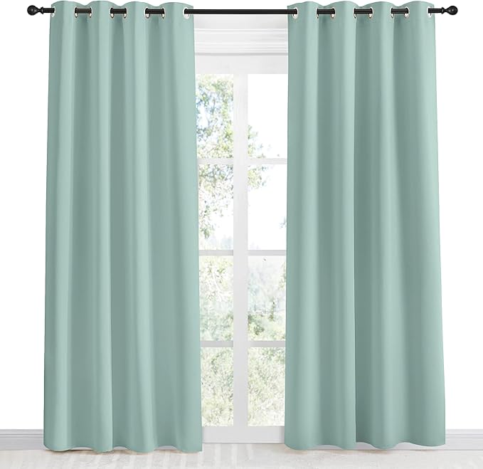 NICETOWN Kitchen Blackout Window Curtain Panel, Aqua Blue, 1 Panel, 55 by 86 - Image 2