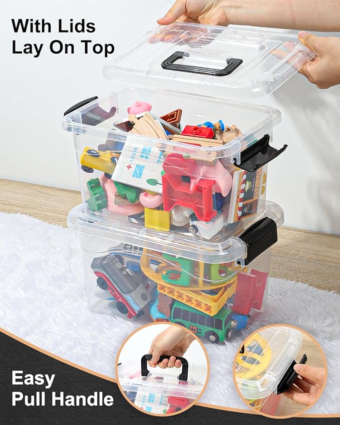 Plastic Storage Bins with Lids 6 Packs, 7 Quart Storage Organizer Bins with - Image 4