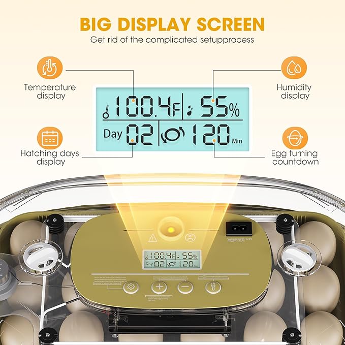 24 Egg Incubator for Hatching Eggs, Automatic Egg Turning, Temperature & - Image 2