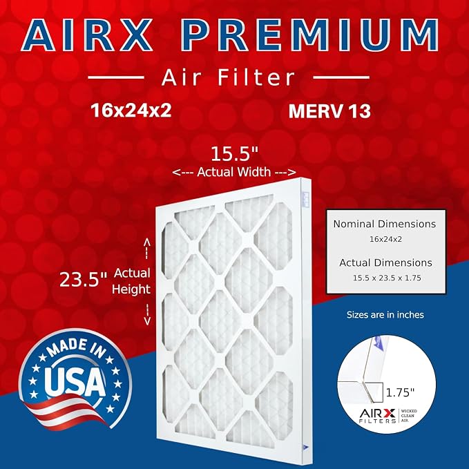 AIRX FILTERS WICKED CLEAN AIR. 16x24x2 Air Filter MERV 13 Electrostatic Pleated - Image 2