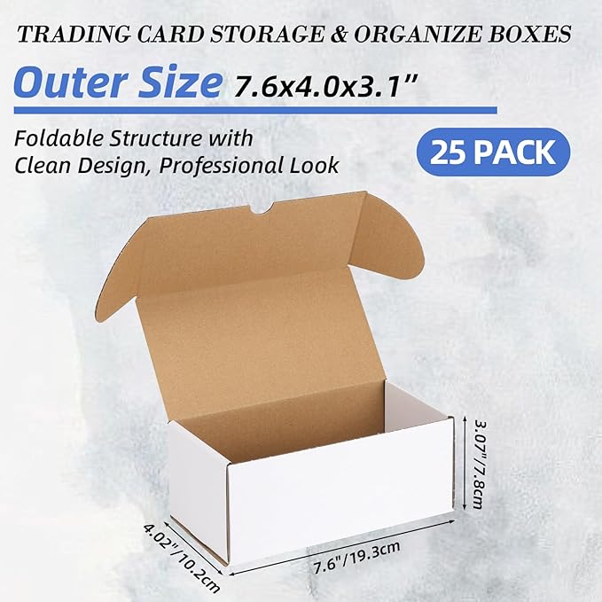 EXYGLO Trading Card Storage Box 25 Pack 340 Count 20pt, 7.1x3.8x2.9 Inch White - Image 2