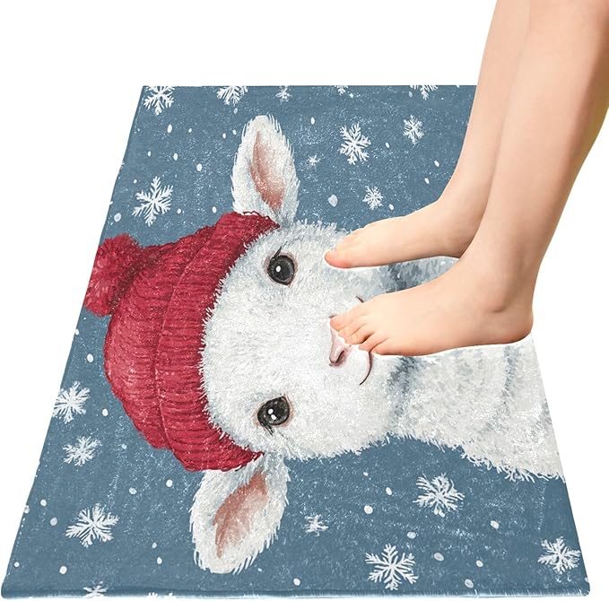 Christmas Lamb with Red Hat Decorative Rugs - Image 2