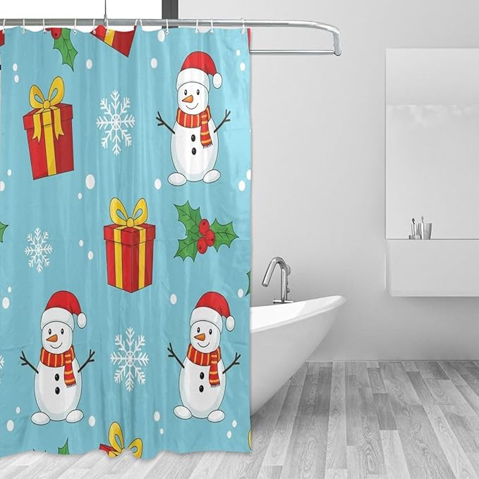 Snowflake Christmas Blue Shower Curtain Liner 72×72 inch by Unknown