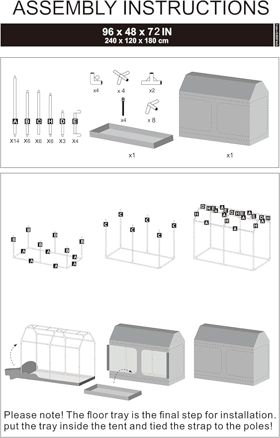 Grow Tent Plant Tent 98"x48"x72" Roof Cube Grow Tent - Image 9