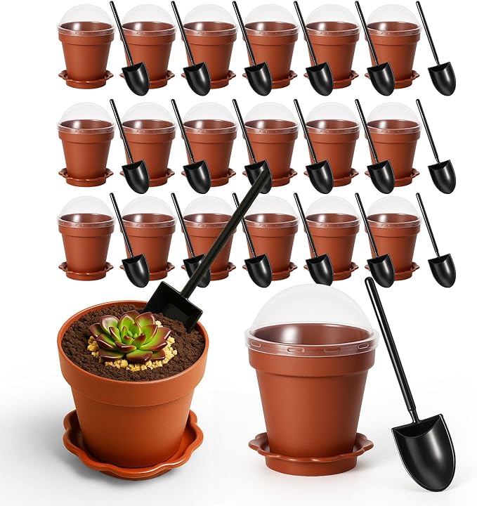 20 Pcs Nursery Pots with Humidity Dome, Cupcake Plant Nursery Pots with Bring A by Unknown